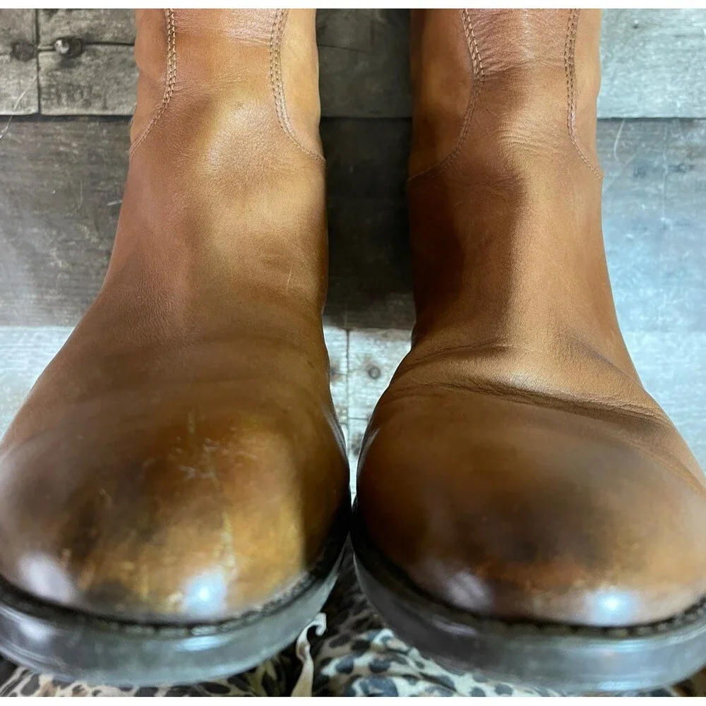 Sam Edelman Penny High Riding Boots Brown Leather Camel Whiskey Equestrian 8